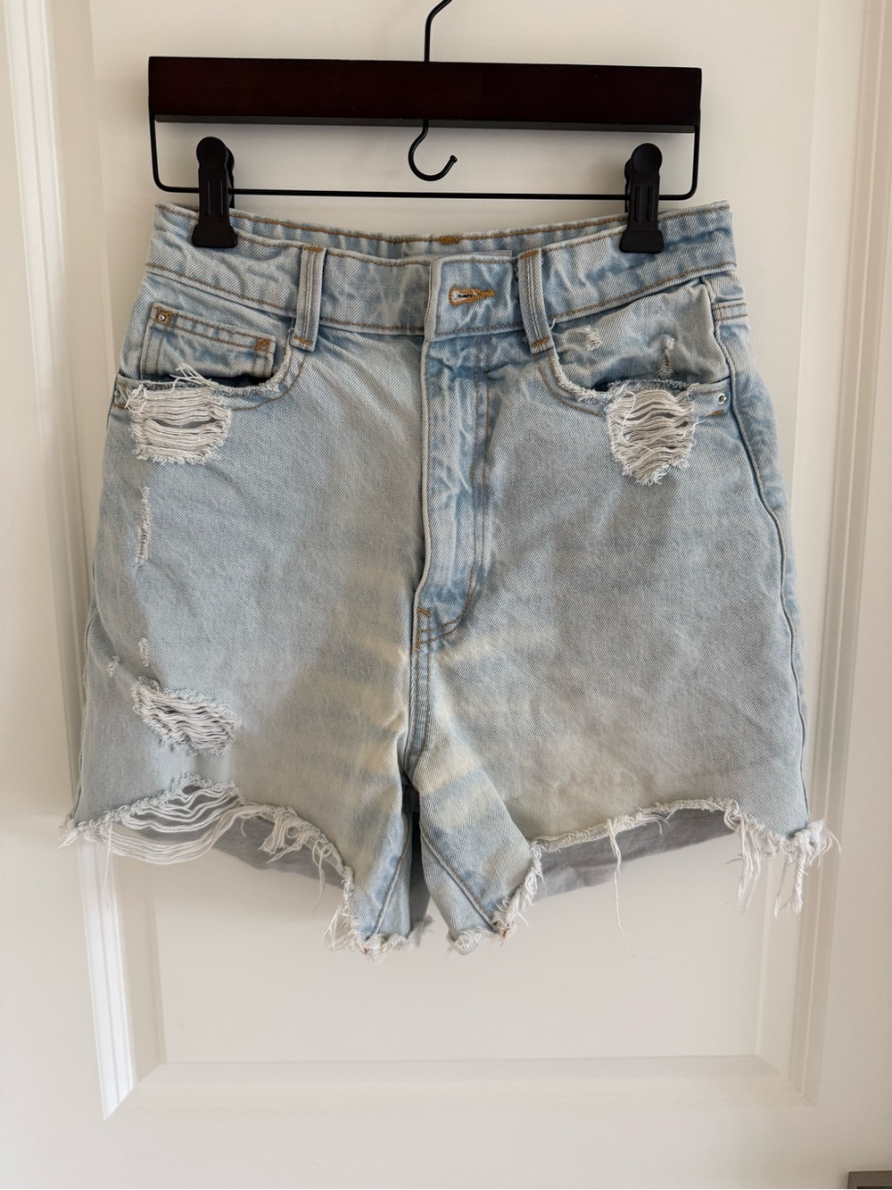H&M Light Blue Distressed Denim Shorts